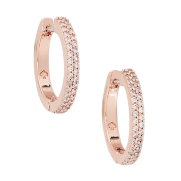 KATE SPADE • Rose Gold Save The Date Huggies Hoop Earrings